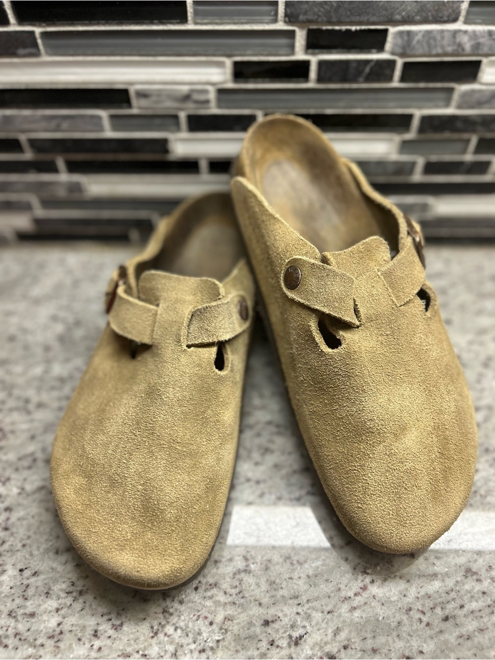 Birkenstock Boston Suede Slip-On Clog in Tan womens size 8(39)